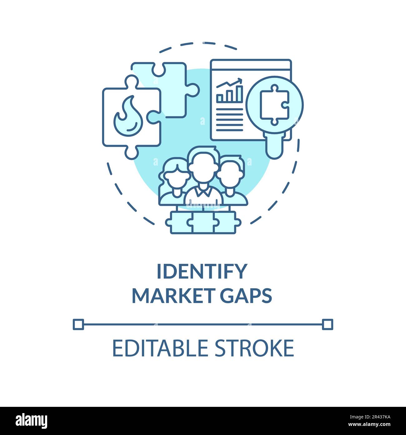 Identify market gaps turquoise concept icon Stock Vector