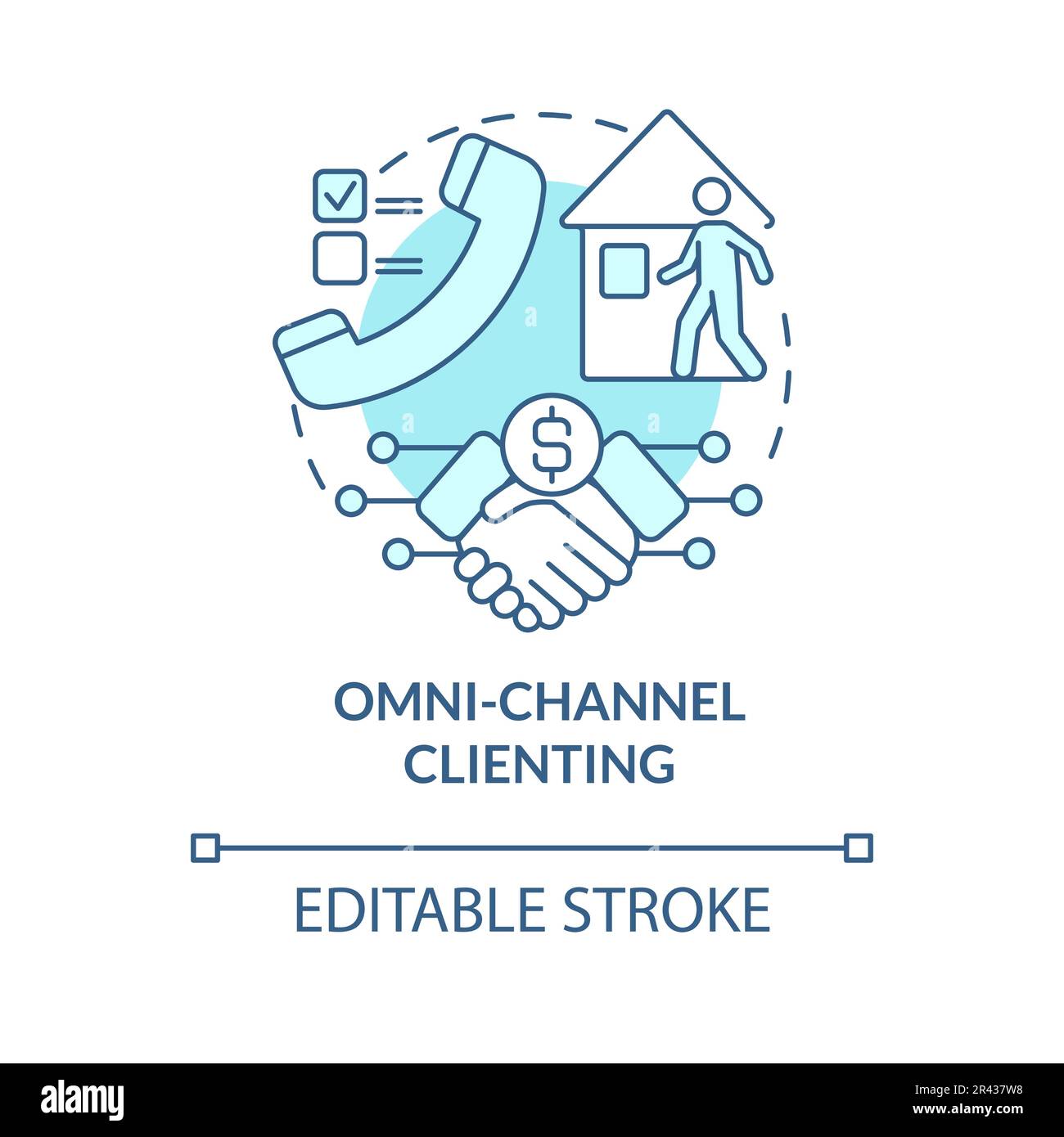 Omni channel clienting turquoise concept icon Stock Vector