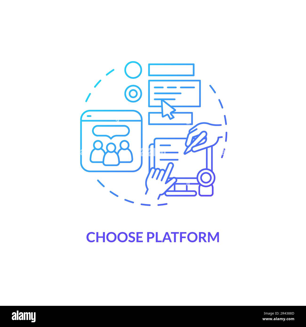 Choose platform blue gradient concept icon Stock Vector
