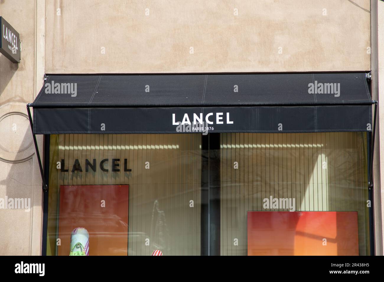 Bordeaux , Aquitaine  France - 05 19 2023 : lancel paris boutique brand logo and sign text on windows facade entrance fashion front store Stock Photo