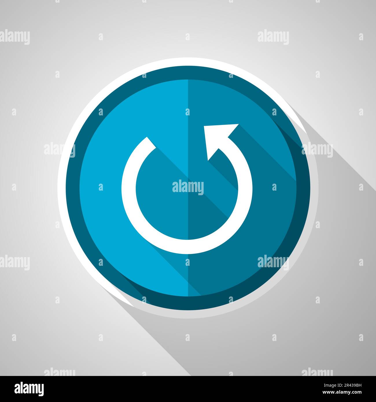 Rotate symbol, flat design vector blue icon with long shadow Stock Vector