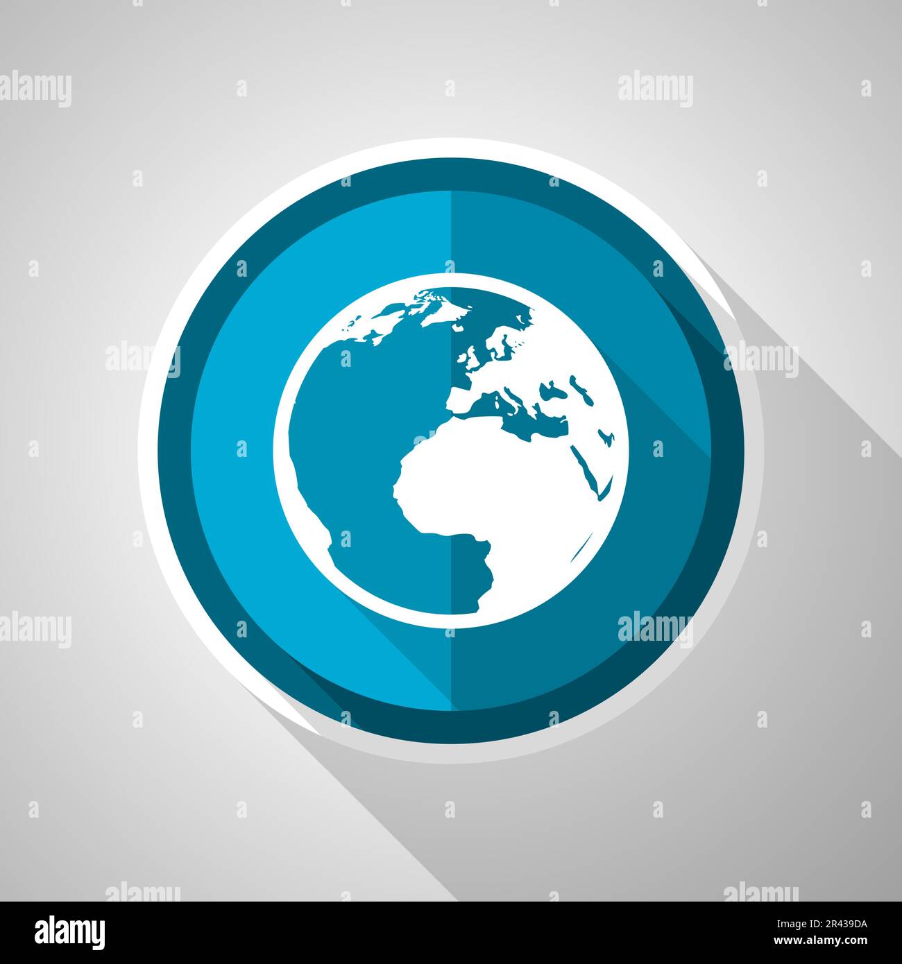 Earth symbol, flat design vector blue icon with long shadow Stock Vector
