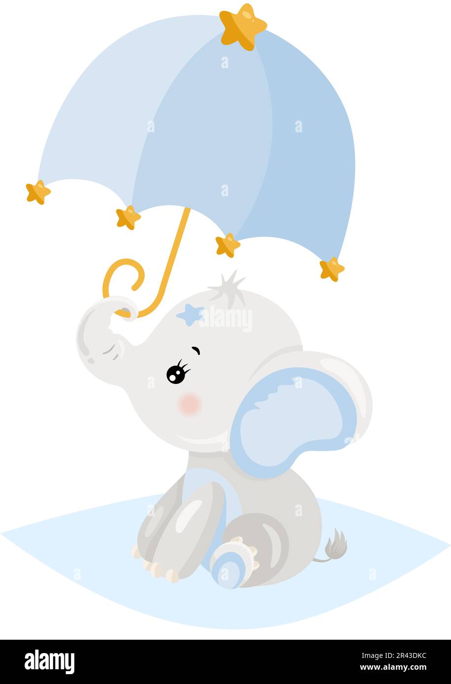 Baby boy elephant with blue umbrella Stock Photo Alamy