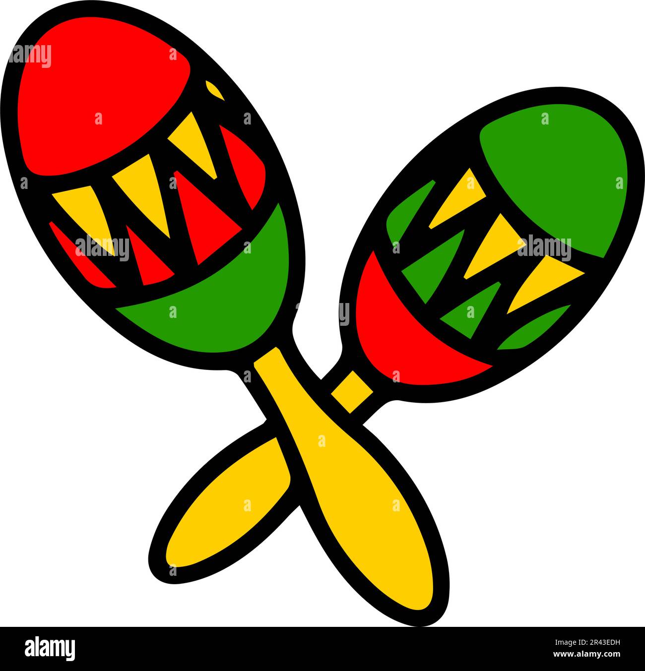 Maracas icon. Vector illustration of blue and red maraca and instrument