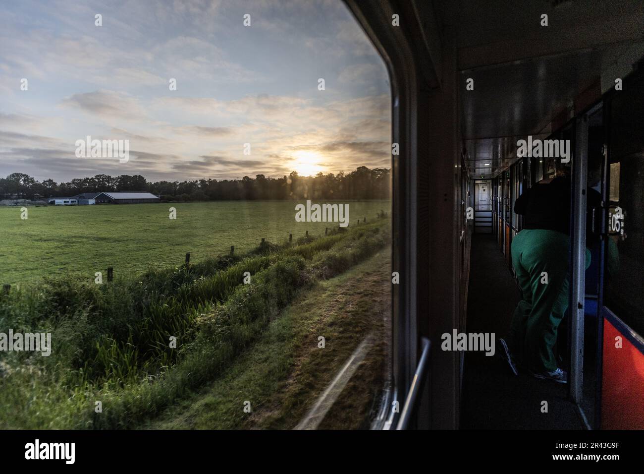 Deventer, The Netherlands. May 26, 2023. Passenger on board the new night train that runs