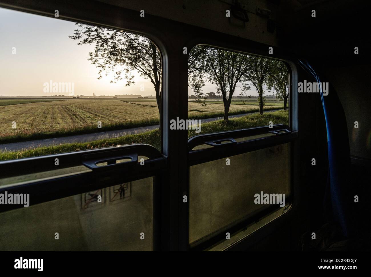 Deventer, The Netherlands. May 26, 2023. View over the countryside from the new night train that