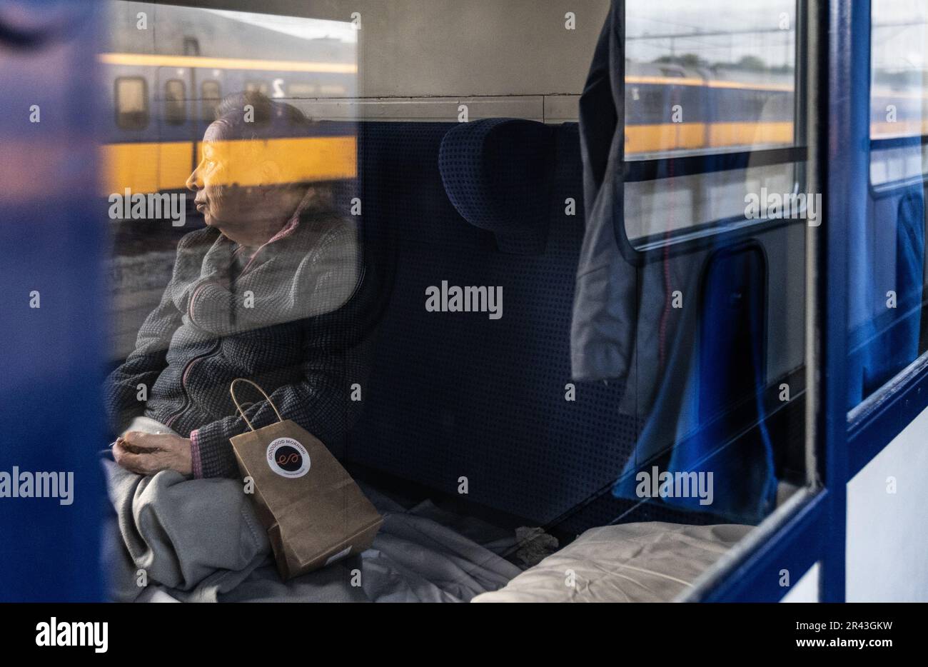 Deventer, The Netherlands. May 26, 2023. Passenger on board the new night train that runs