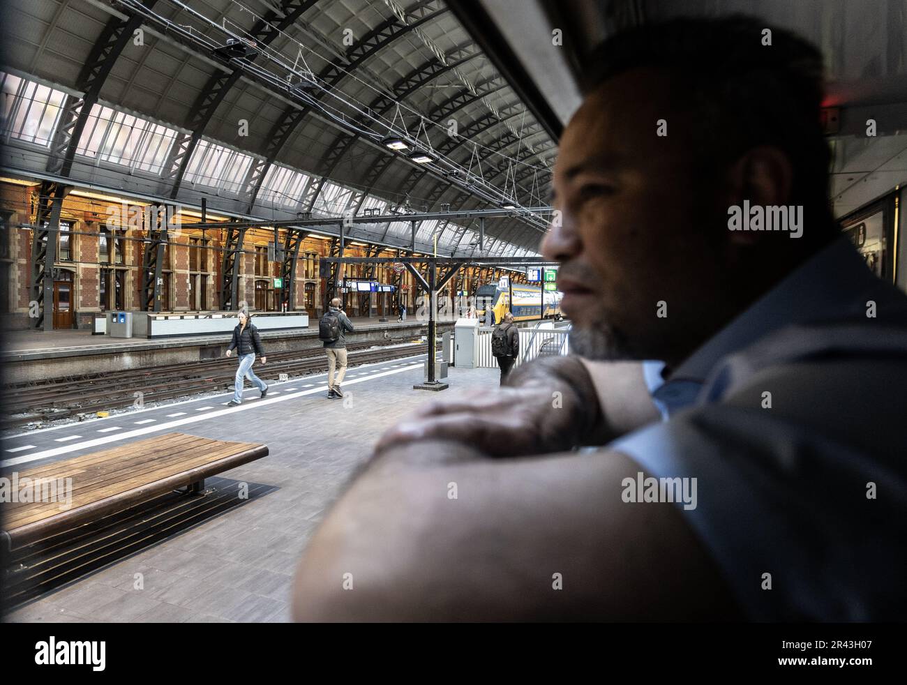 Amsterdam, The Netherlands. May 26, 2023. Passengers on the platform for the new night train