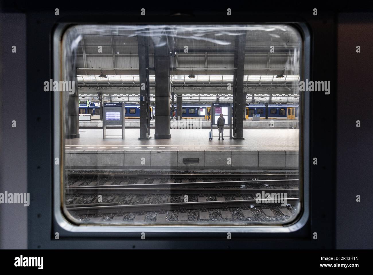 Amsterdam, The Netherlands. May 26, 2023. Passenger on the platform for the new night train that