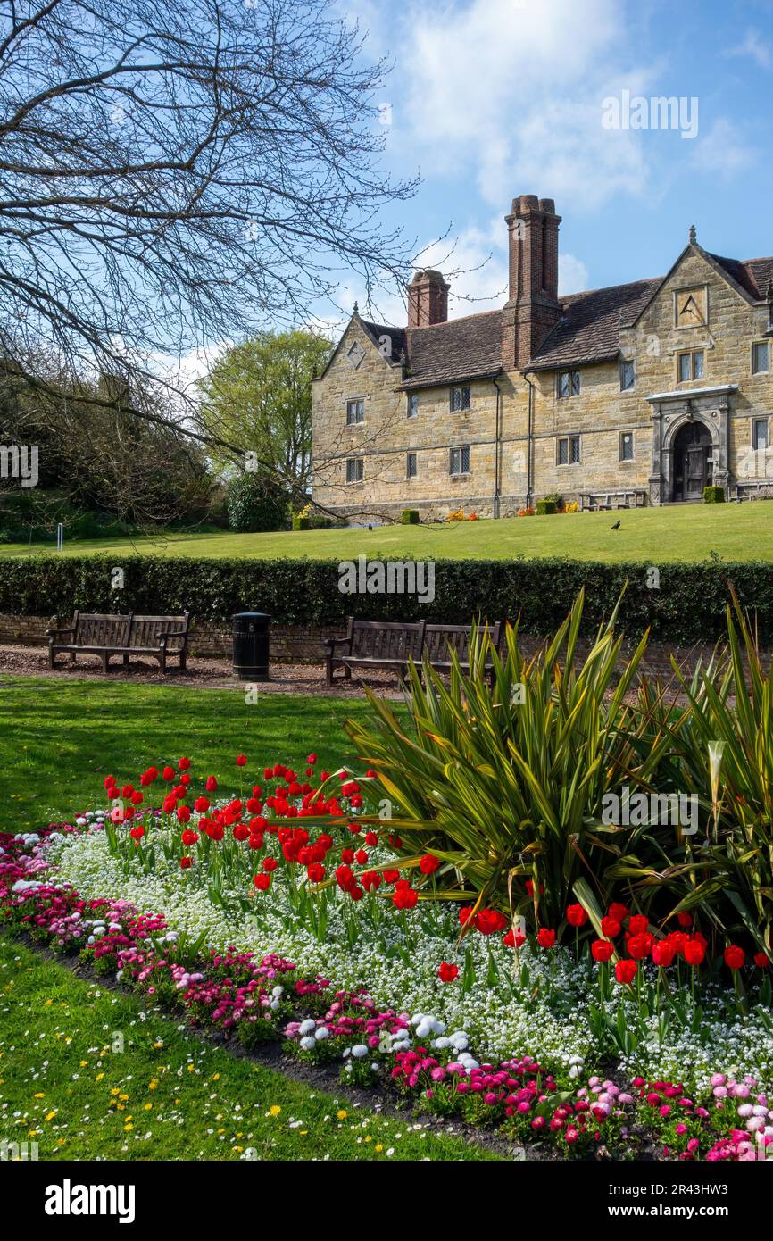 EAST GRINSTEAD, WEST SUSSEX, UK MAY 4 Flower display outside