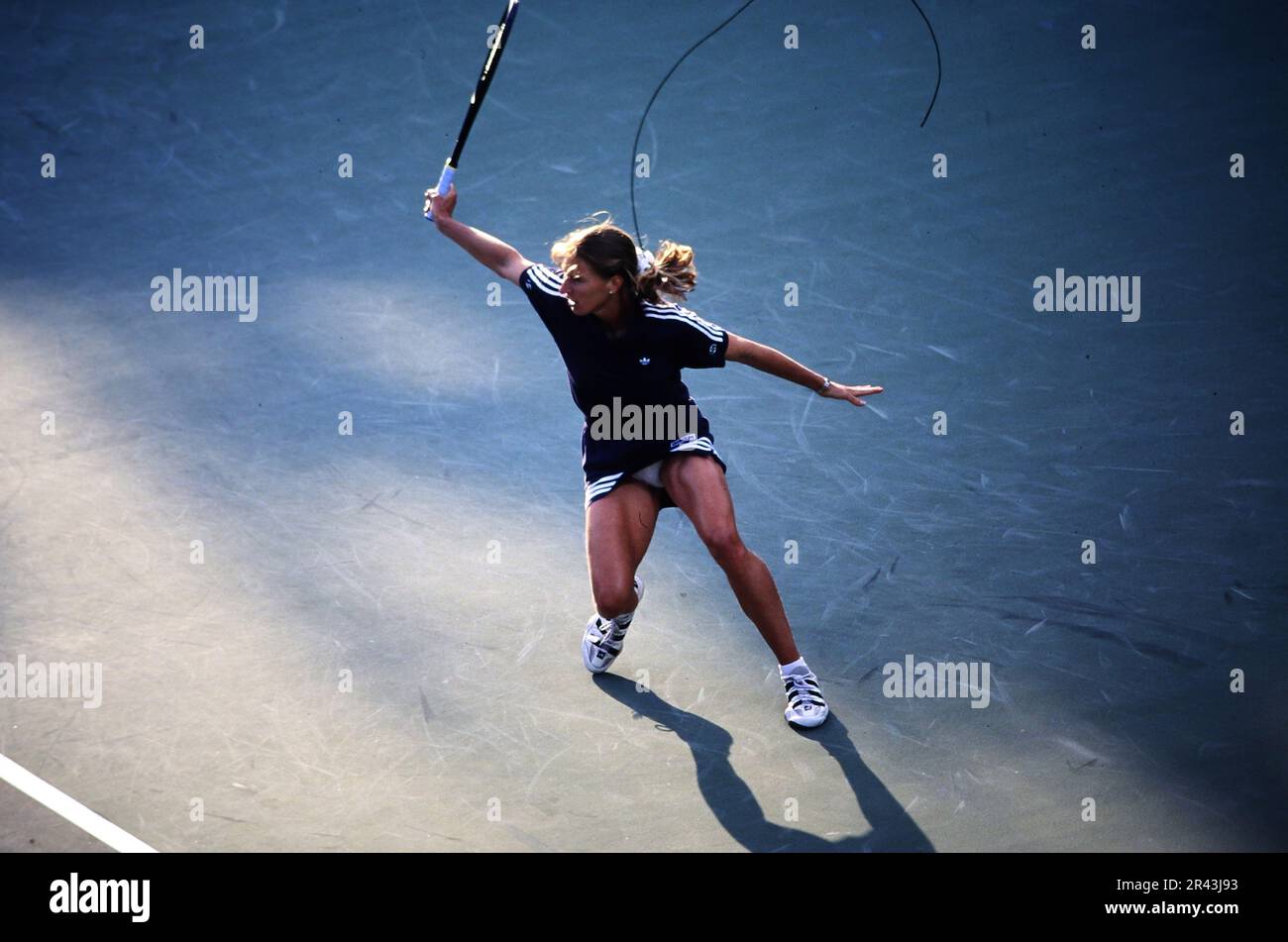 Stefanie Steffi Graf, deutsche Tennisspielerin, auf dem Tennisplatz in Aktion. Stock Photo