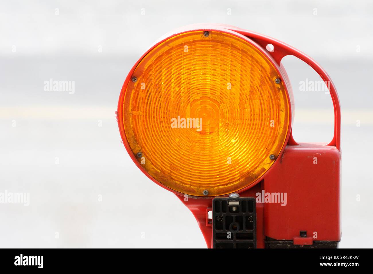 Orange warning light at a construction site Stock Photo Alamy