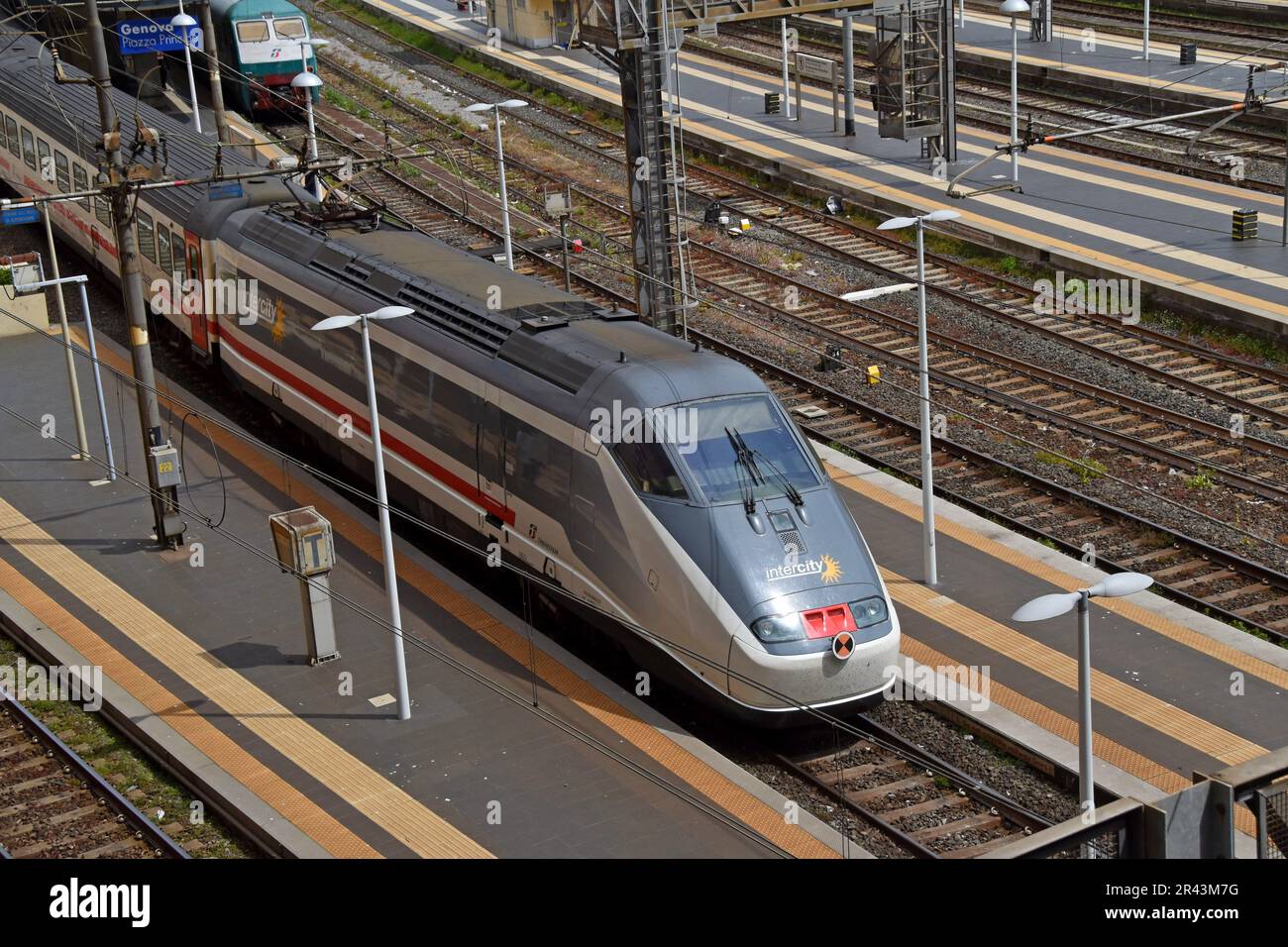 Trenitalia Intercity high speed passenger train waiting at the platform