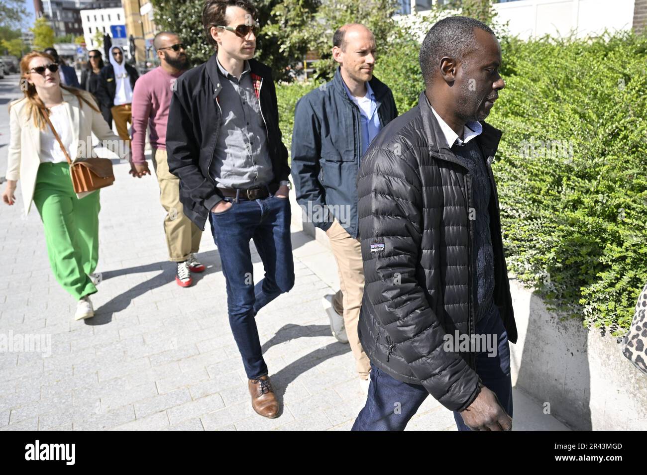 Antwerp, Belgium. 26th May, 2023. Sanda's father Ousmane Dia arrives for  the judgement of the court in the trial against the 18 members of the  Reuzegom students club who are associated with