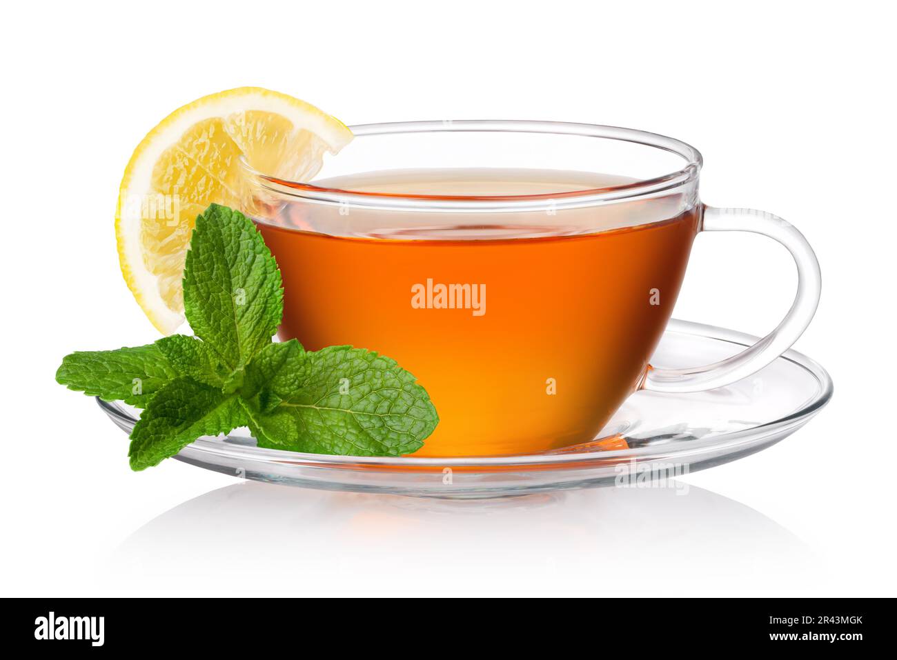 Cup of tea with mint and lemon on a white background Stock Photo - Alamy