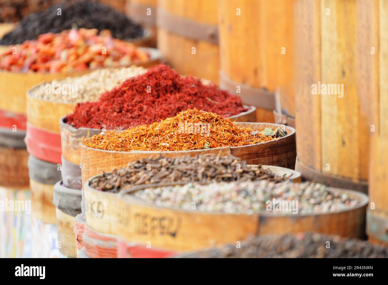 Variety of spices in arabic store Stock Photo - Alamy