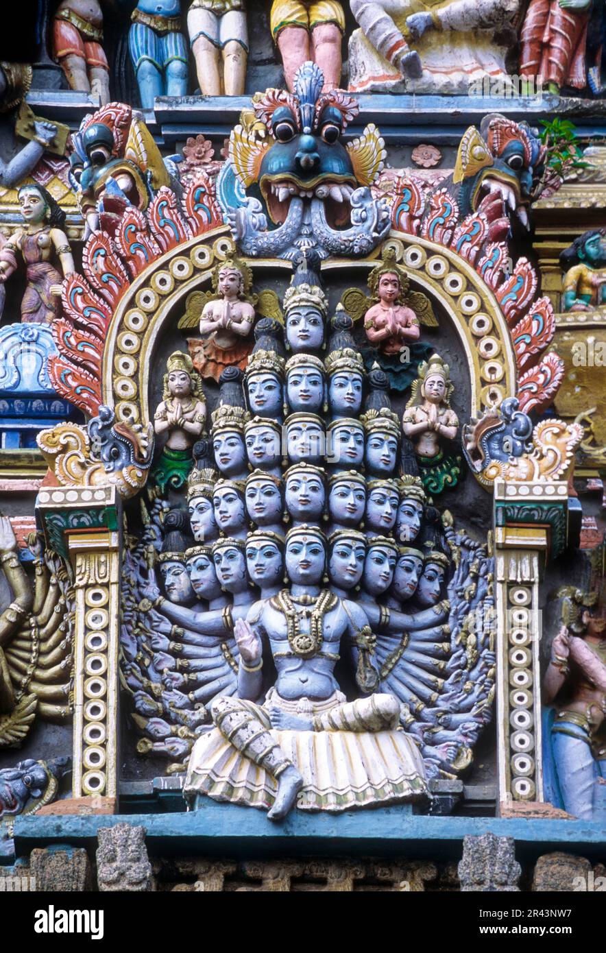 Statue of Vishvarupa Shiva on Virudhagireeswarar temple Rajagopuram in Virudhachalam, Tamil Nadu, South India, India, Asia Stock Photo