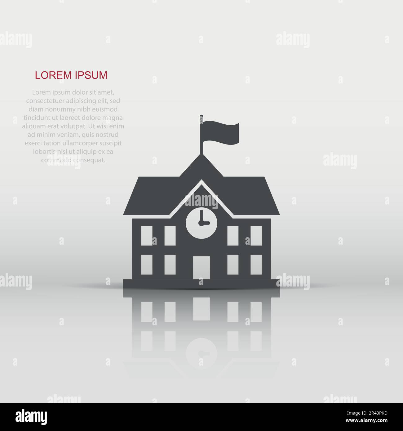 School building icon in flat style. College education vector ...