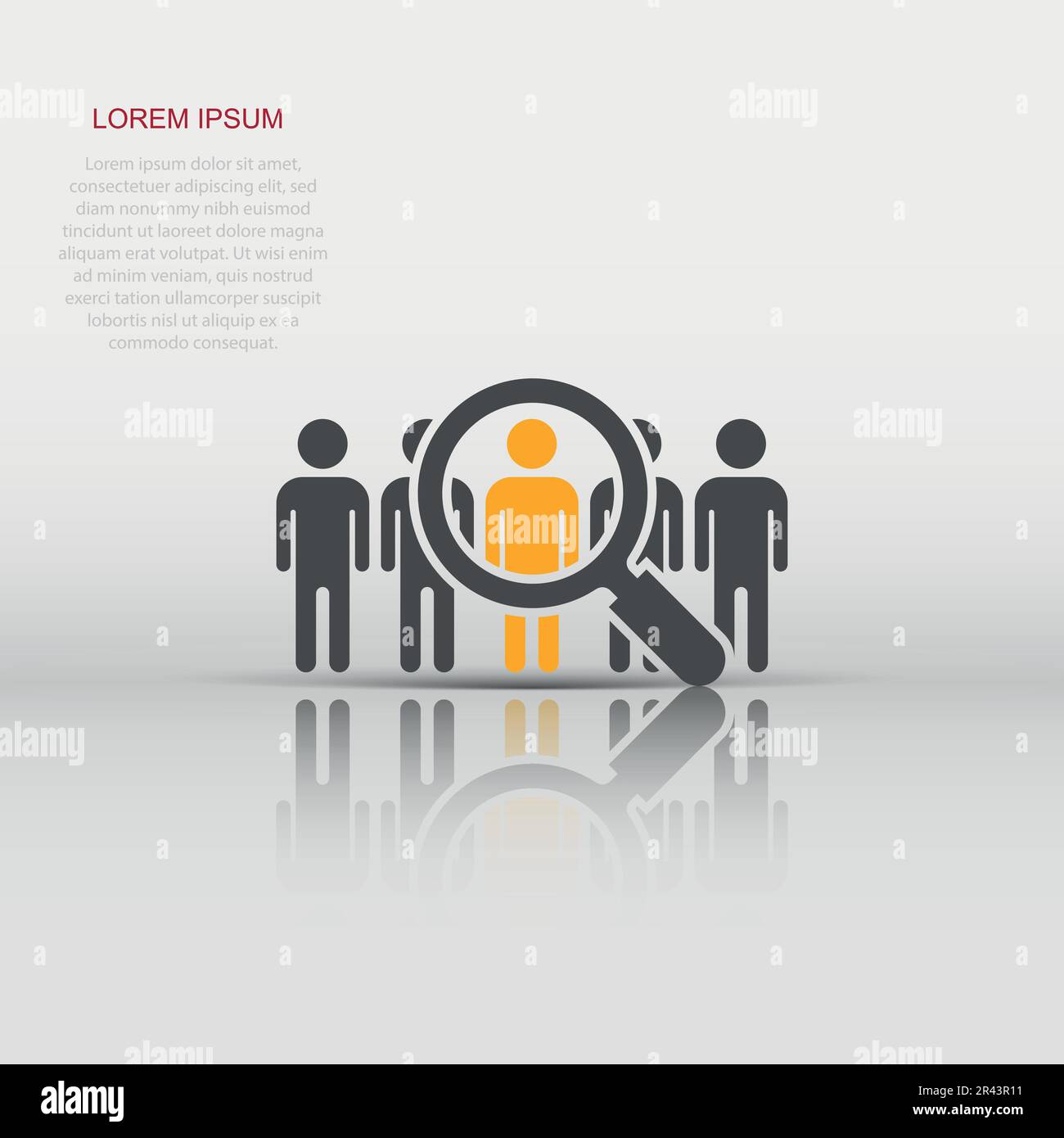 Search job vacancy icon in flat style. Loupe career vector illustration