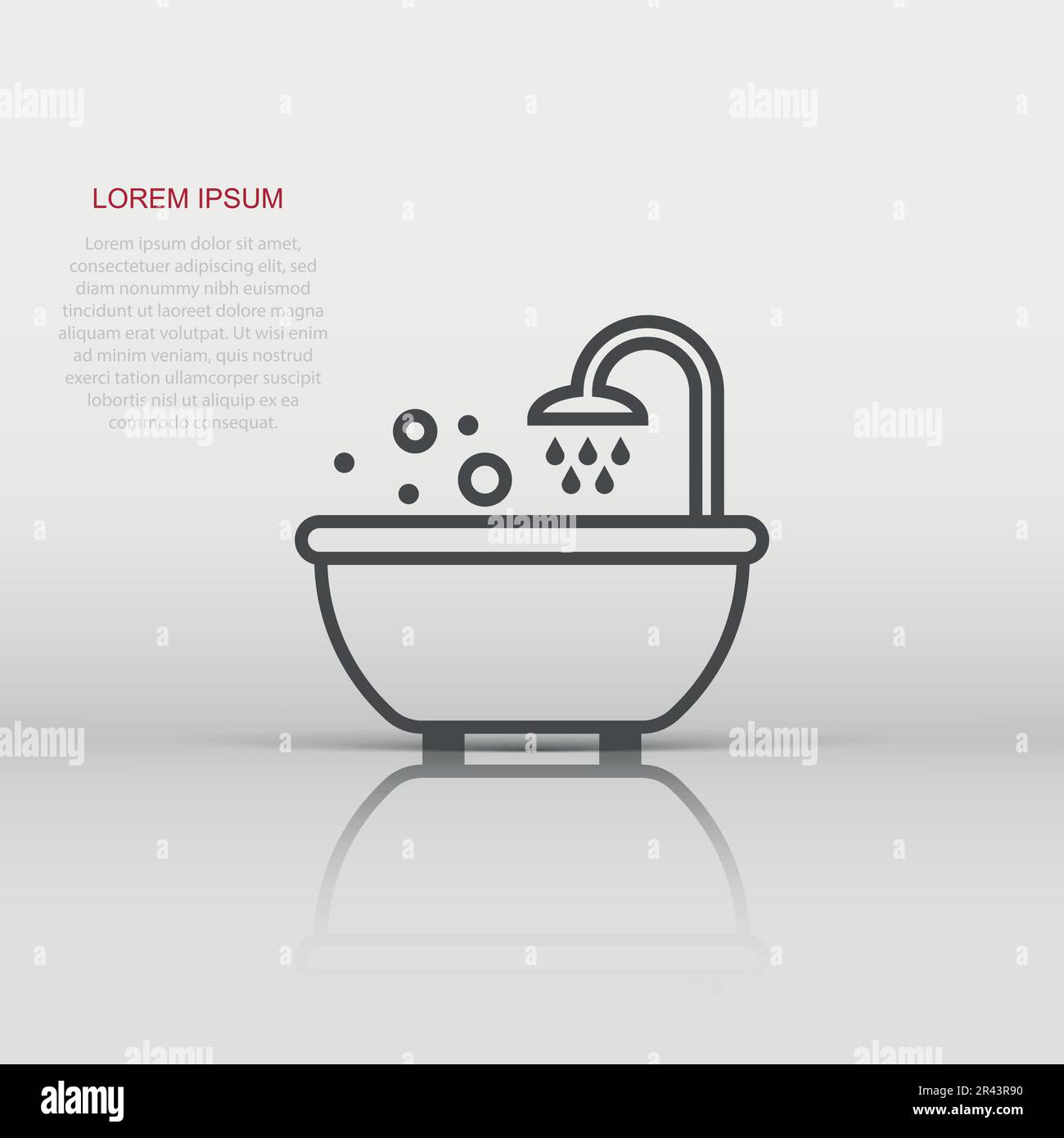 Bath shower icon in flat style. Bathroom hygiene vector illustration on ...