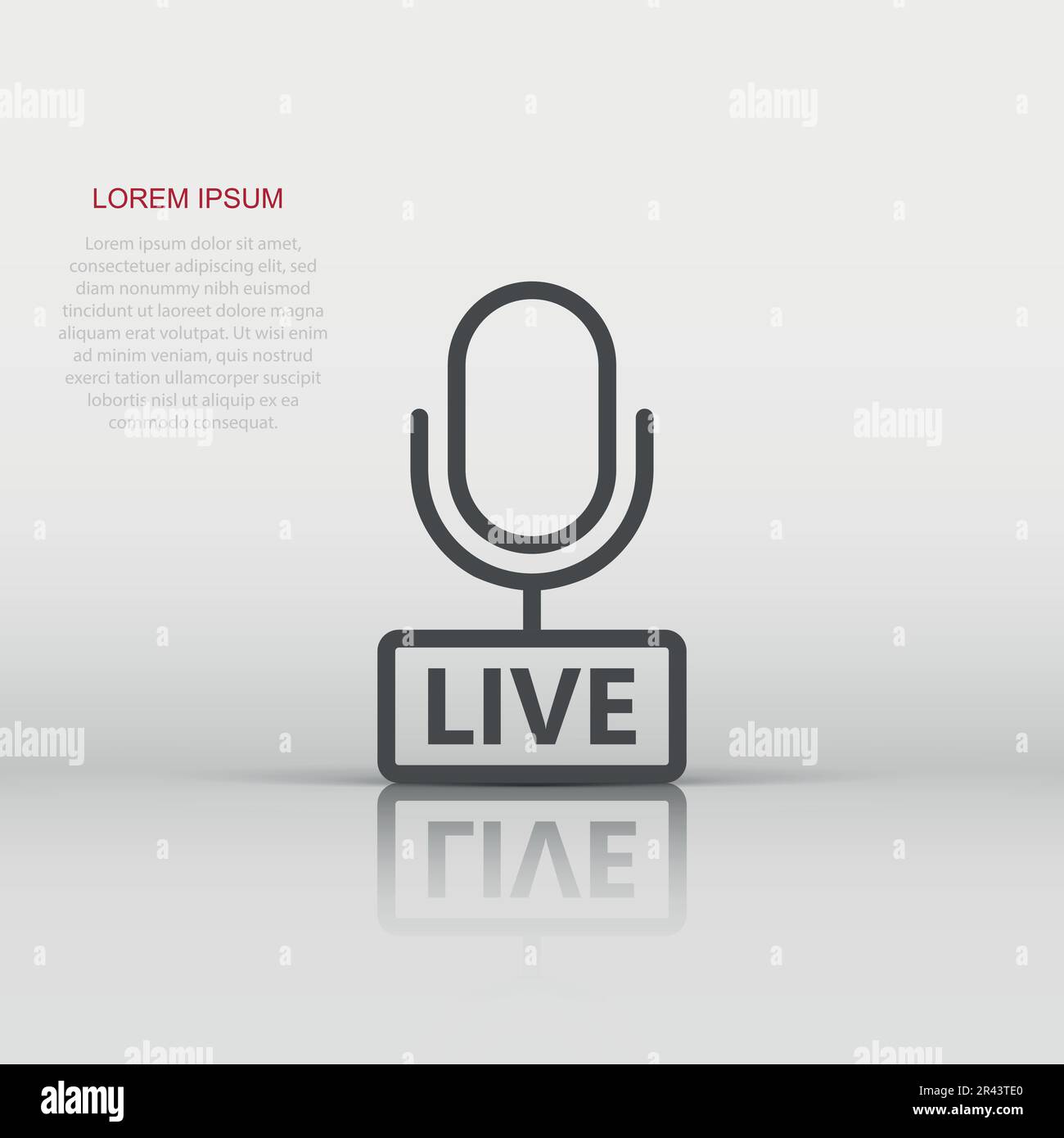 Microphone icon in flat style. Live broadcast vector illustration on ...