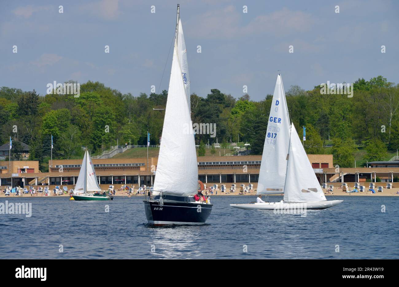 Sailboats, Wannsee lido, Wannsee, Berlin, Germany Stock Photo