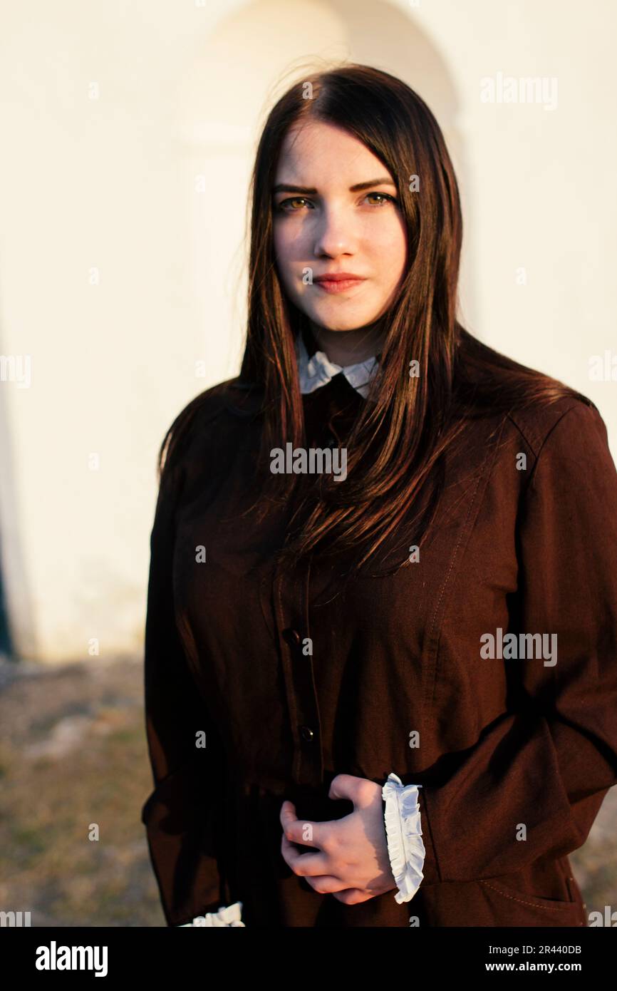 standing woman in retro style Stock Photo - Alamy
