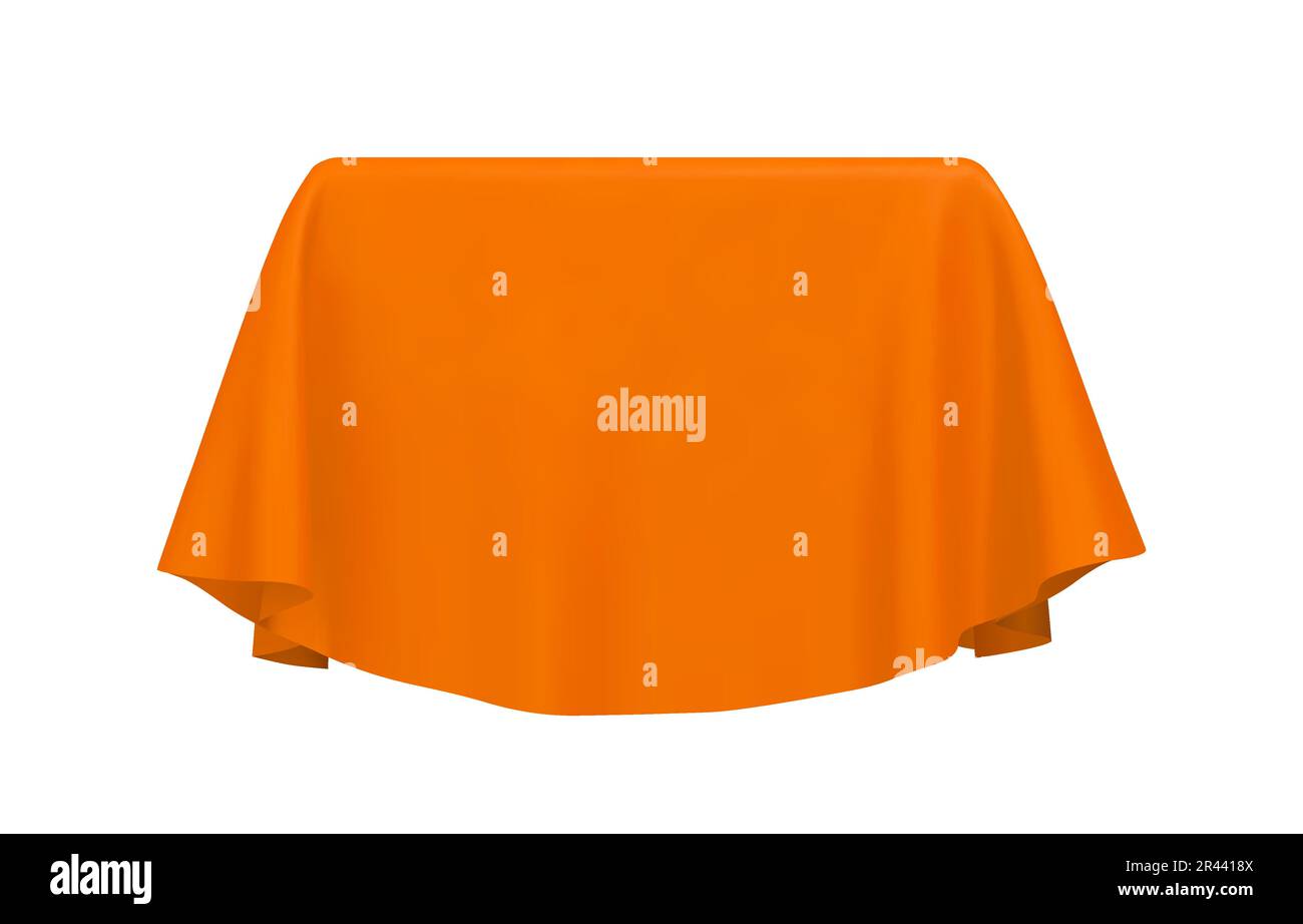 Orange fabric covering a cube or rectangular shape Stock Vector