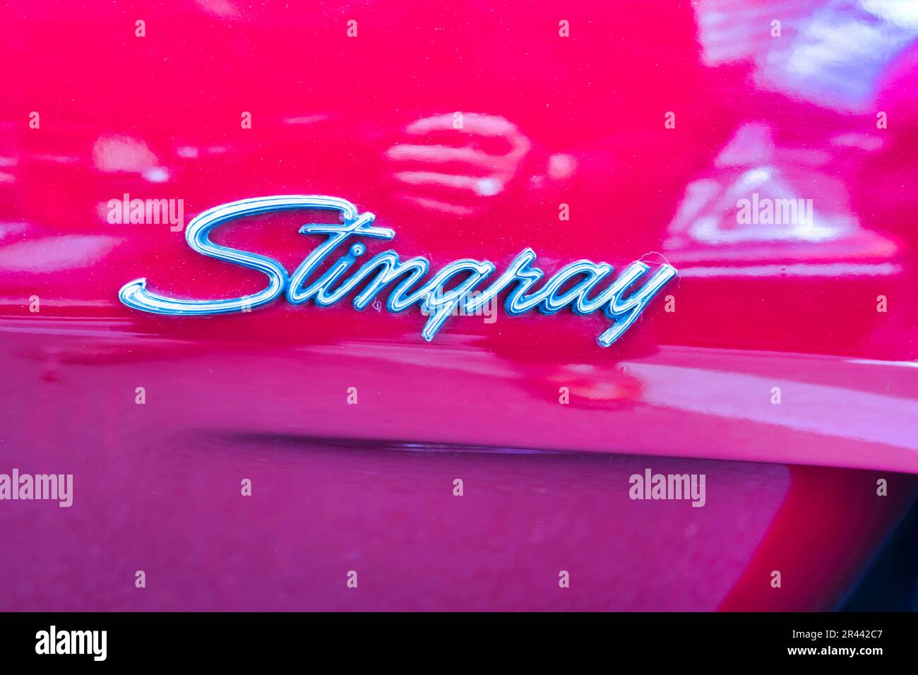 Logo Stingray of a Chevrolet Corvette C3, Classic Days, Berlin, Germany Stock Photo