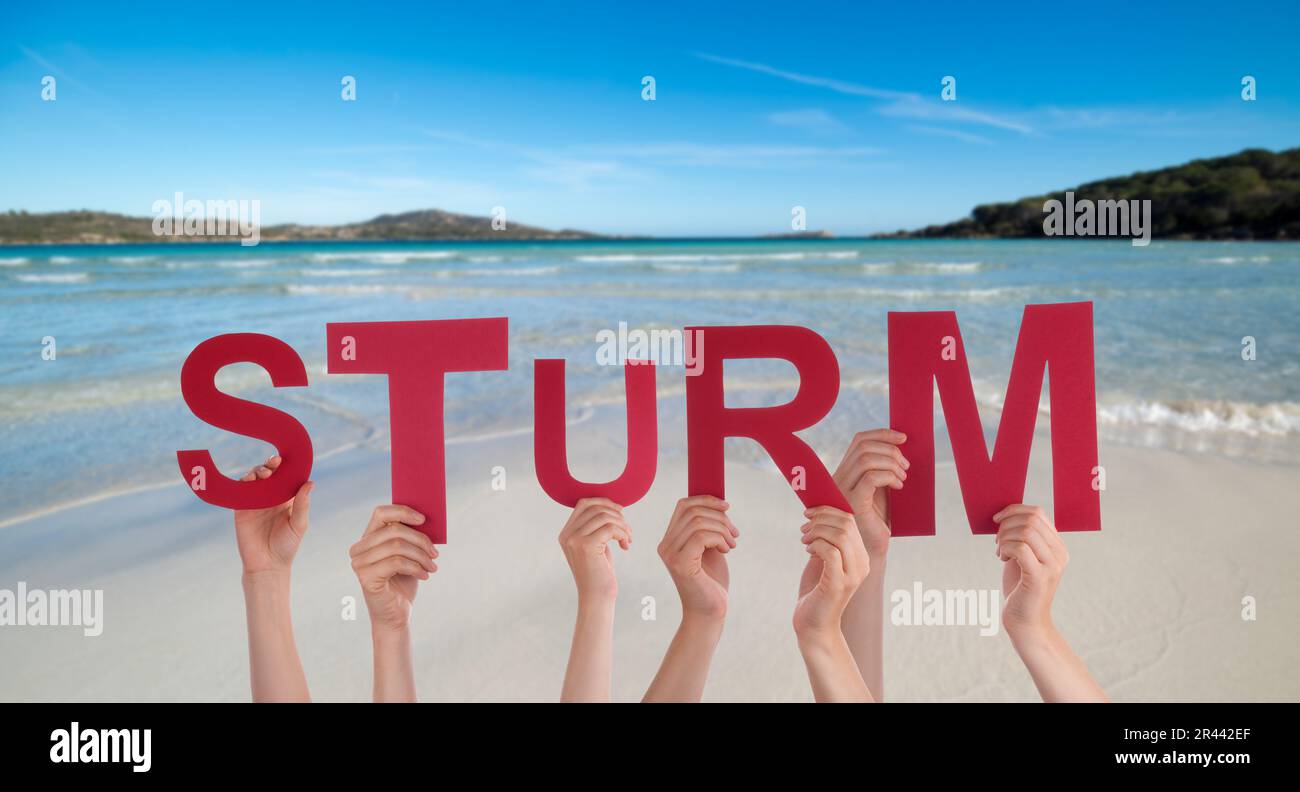 People Or Persons Hands Building German Word Sturm Means Storm. Summer