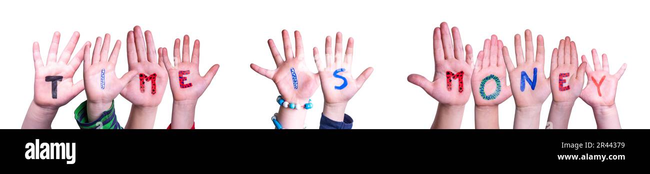 Children Hands Building Word Time Is Money, Isolated Background Stock ...