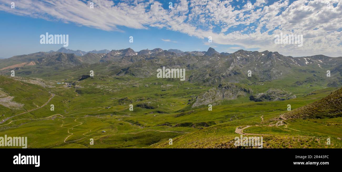 Mountainous border between France and Spain in Portalet Stock Photo