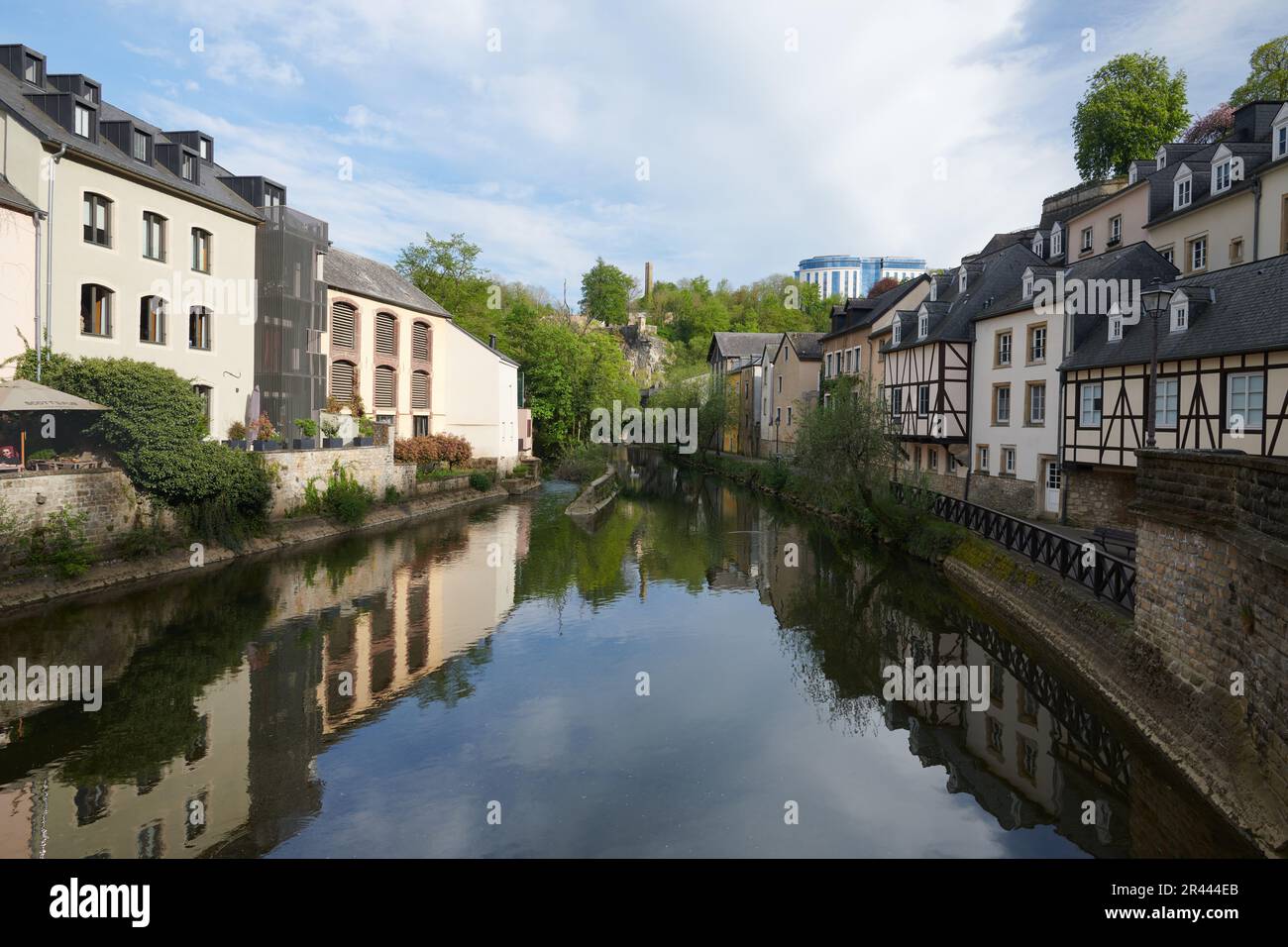 Pétrusse river in the old town of the city centre of Luxembourg Stock Photo