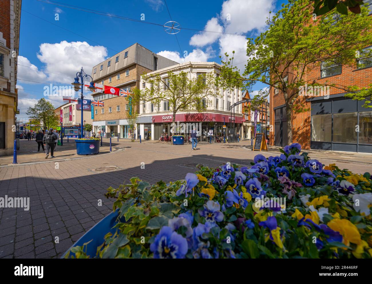 New road Gravesend with banners for coronation in Gravesend Kent Stock