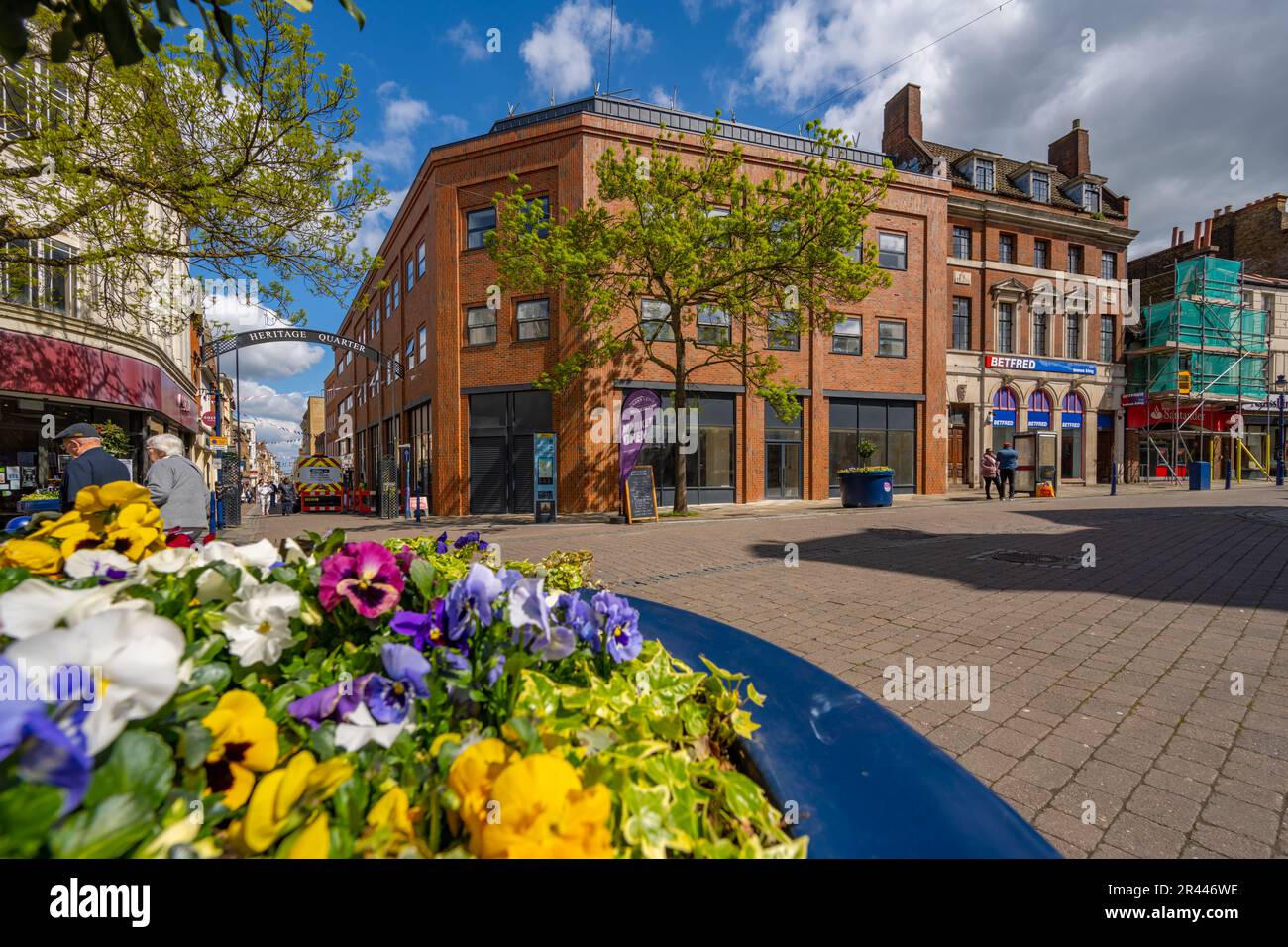 New road Gravesend with banners for coronation in Gravesend Kent Stock