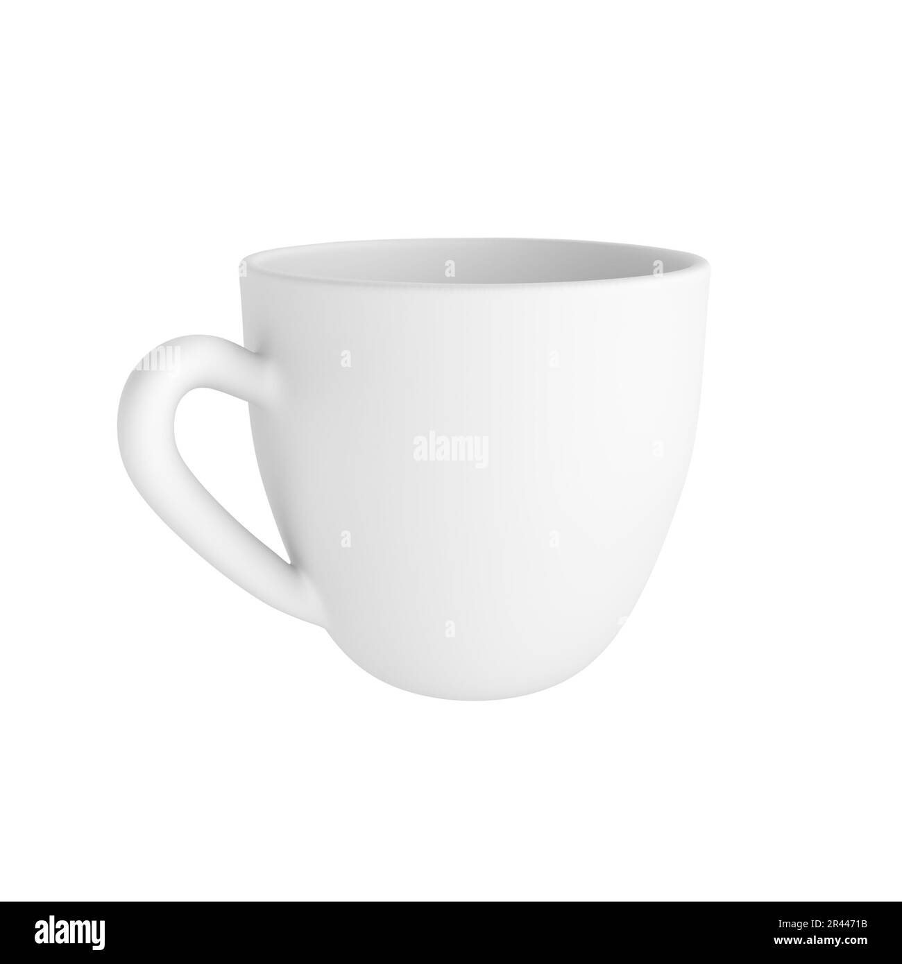 3d photo realistic white cup icon mockup rendering. Design Template for Mock Up. ceramic clean white mug with a matte effect isolated on white Stock Photo