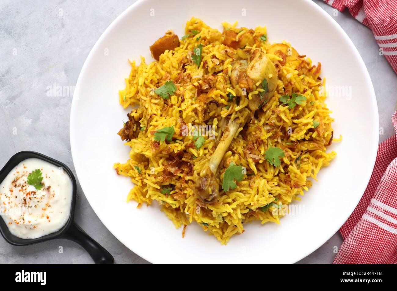 Chicken Biryani/murg Pulao. Garnished with fried onion & chopped
