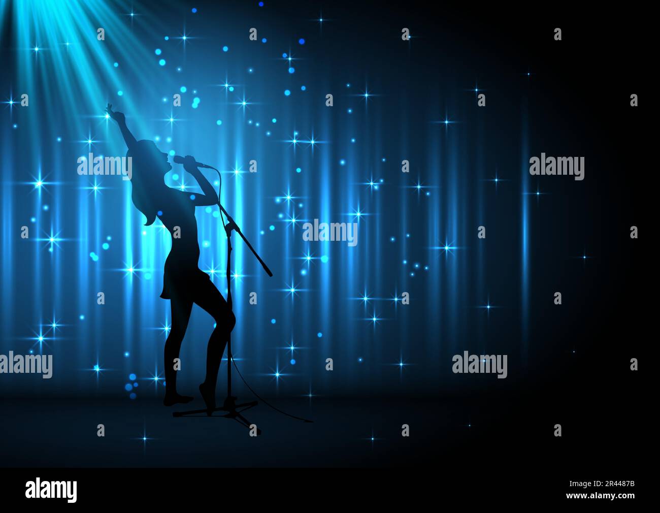 silhouette-of-a-female-singer-on-a-starry-background-stock-vector-image