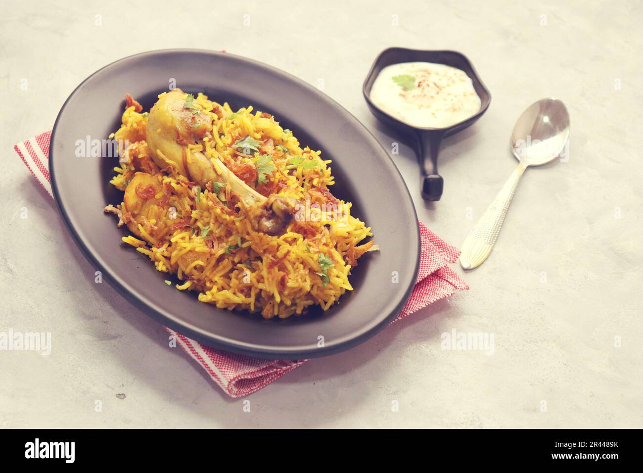Chicken Biryani/murg Pulao. Garnished with fried onion & chopped