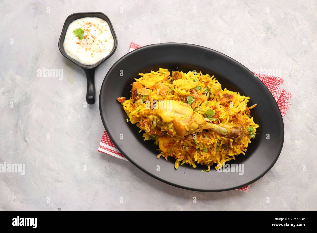 Chicken Biryani/murg Pulao. Garnished with fried onion & chopped