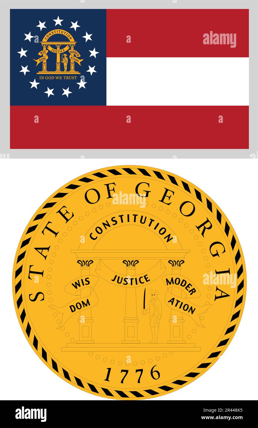Georgia US State Flag and Coat of Arm Design Stock Vector