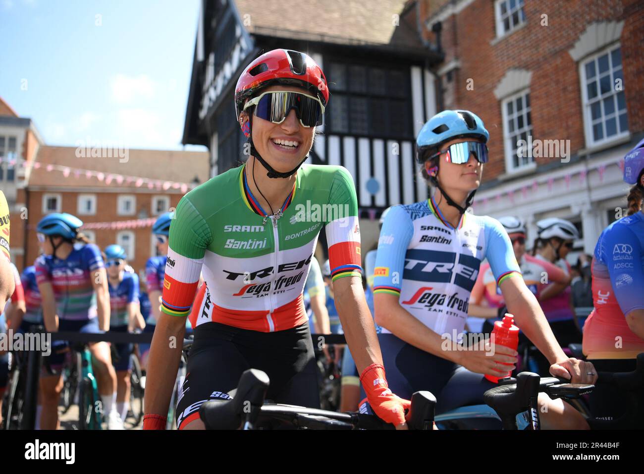 UCI Women's World Tour, Ford Ride London Classique, Friday 26 May: Stage One, Saffron Walden to Colchester .  BALSAMO Elisa ITA for team Trek Segafredo and Lizzie Deignan Credit: Peter Goding/Alamy Live News Stock Photo