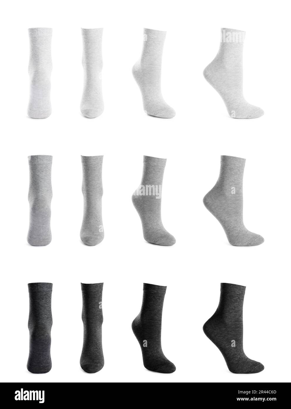 Set with different socks on white background Stock Photo