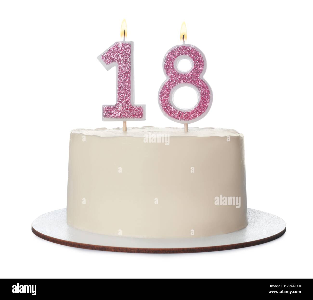 18th birthday. Delicious cake with number shaped candles for coming of