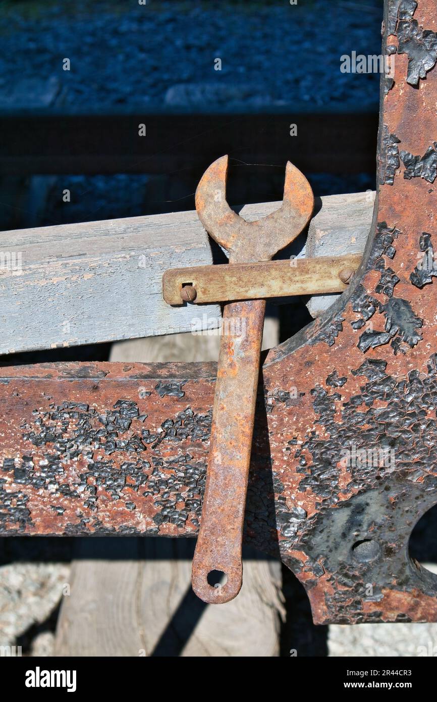 Train Engine Tools Old rusty steam locomotive tool detail Stock Photo - Alamy