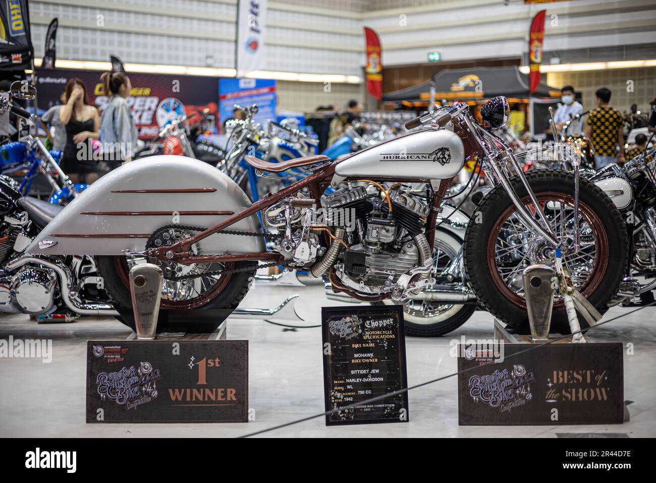 Harley Davidson Custom build Contest and Exhibition Chopper Motocycle bike show festival in Northen bike fest 2023. 20 May 2023,Chiang Mai, THAILAND. Stock Photo