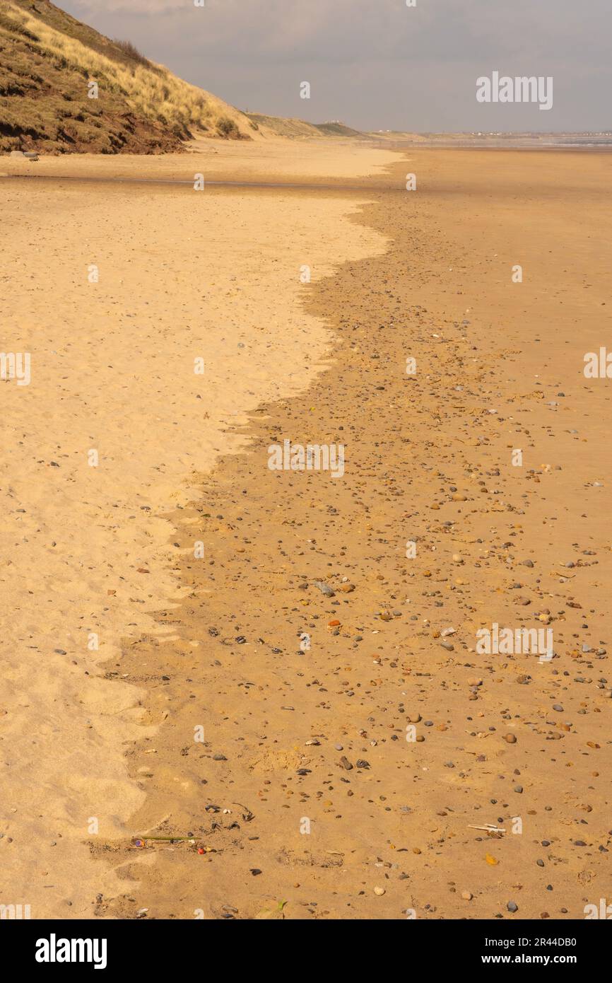 patterns formed by wet and dry sand on beach at marske, north yorkshire, uk Stock Photo