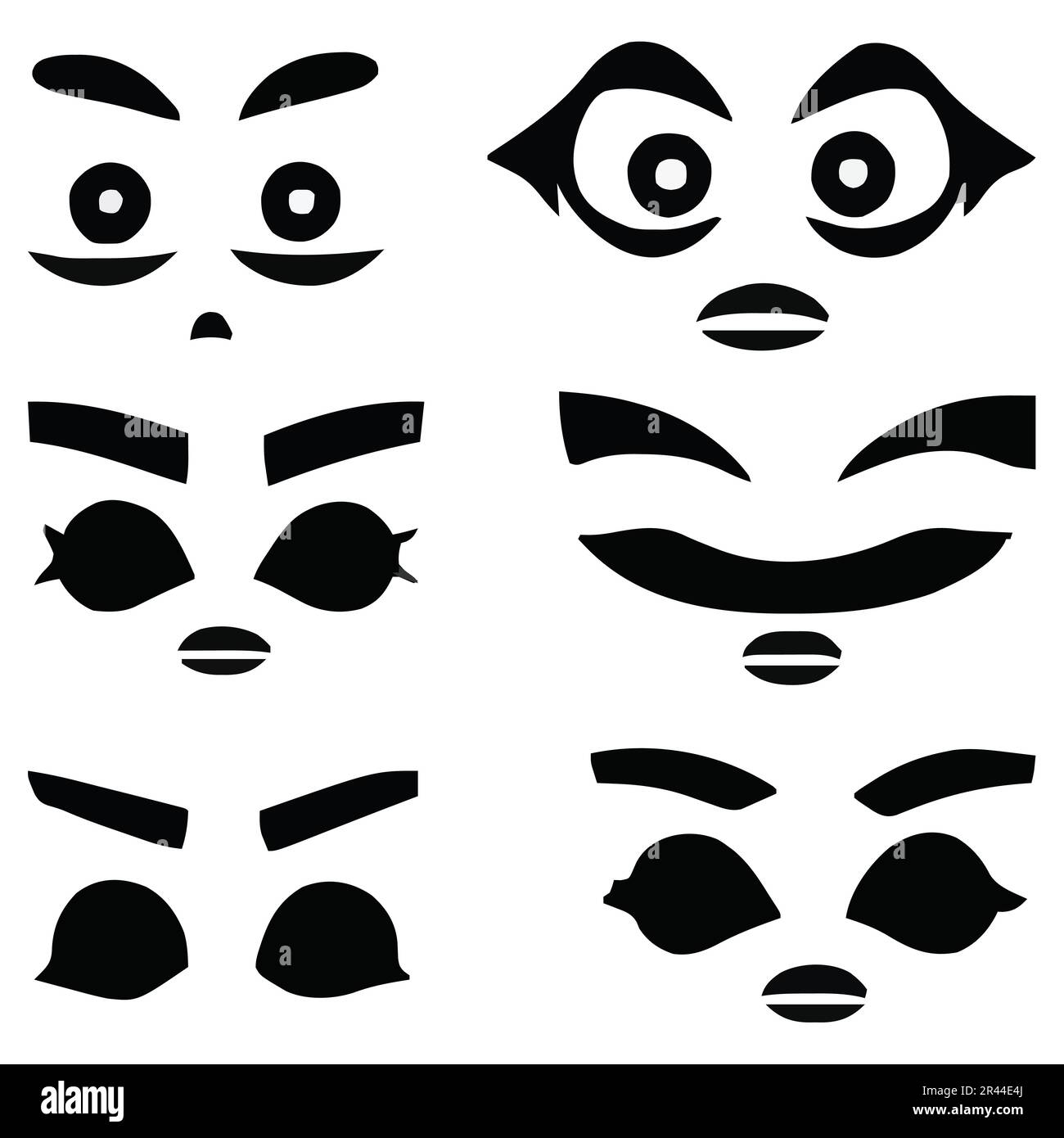 Set of eyes and face expressions Stock Vector