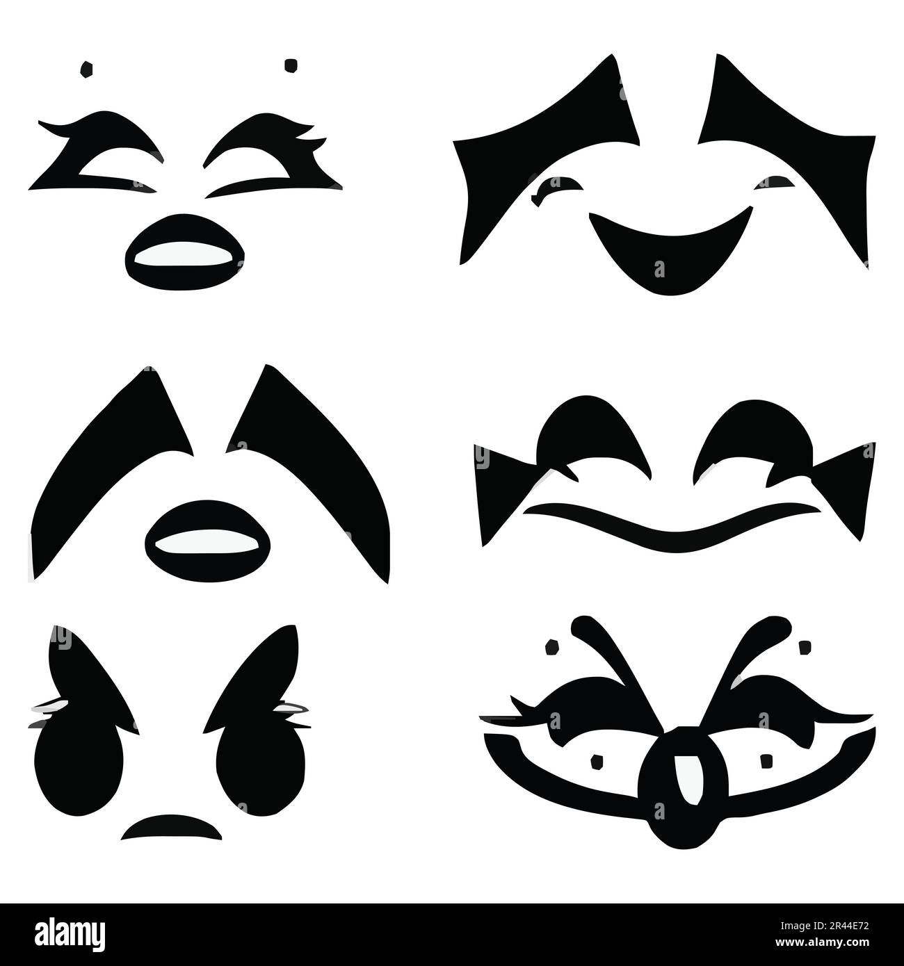 Set of eyes and face expressions Stock Vector
