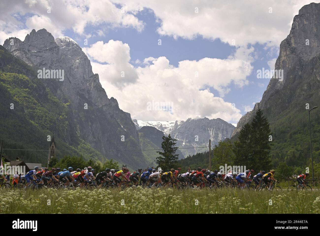 Cyclists ride during the 19 stage of the Giro D